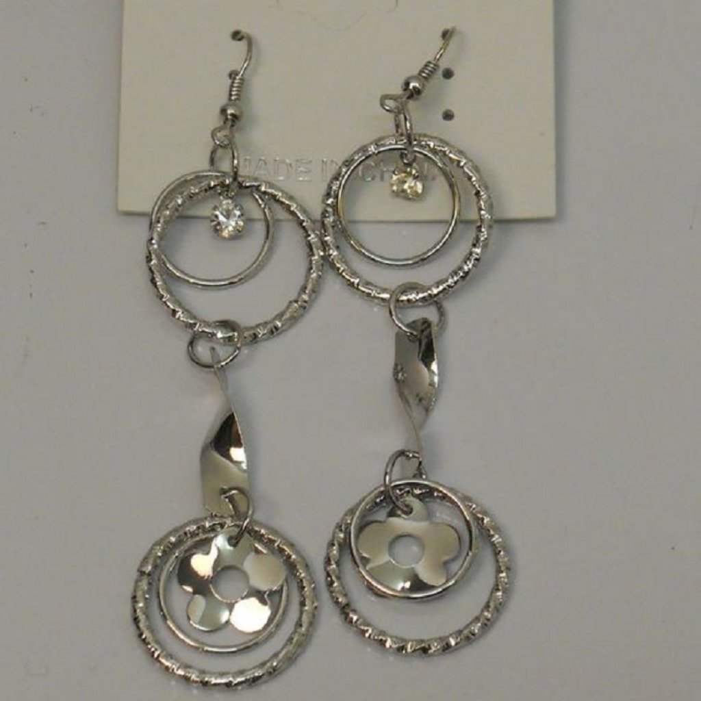 Fashion Earrings Drop Dangle Silver Tones Rhinestones Hook Fasteners 8$